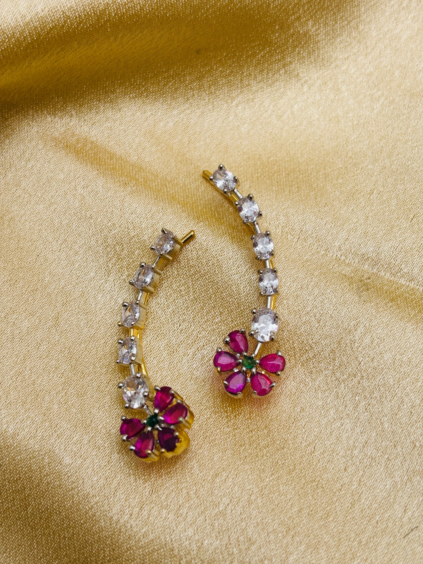 Ruby Floral CZ Ear Cuff