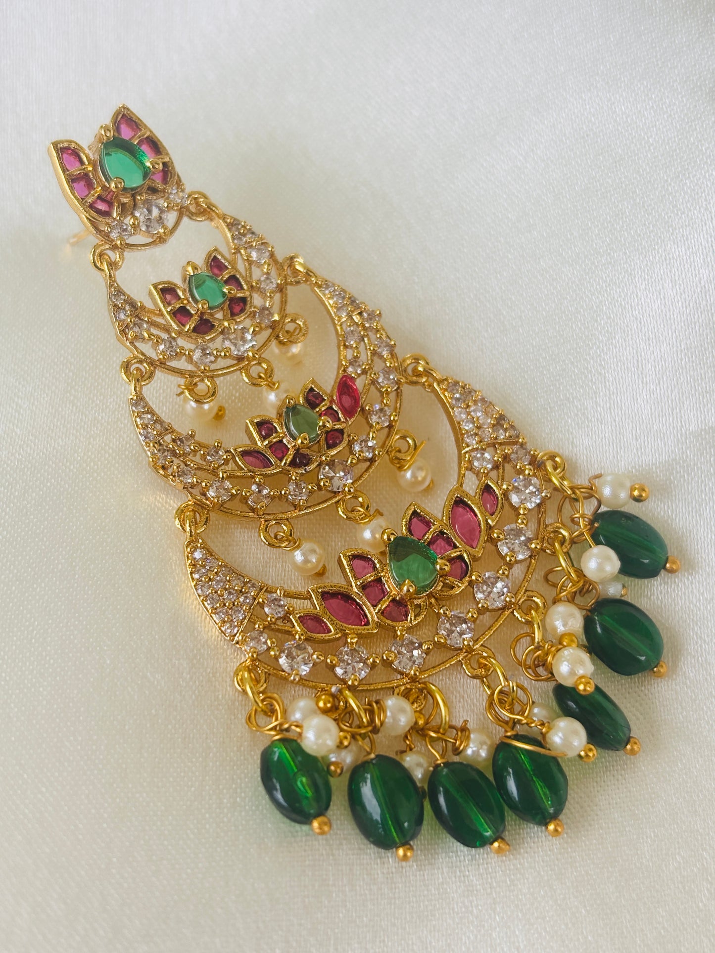 Tiered Lotus Chandbali Earrings