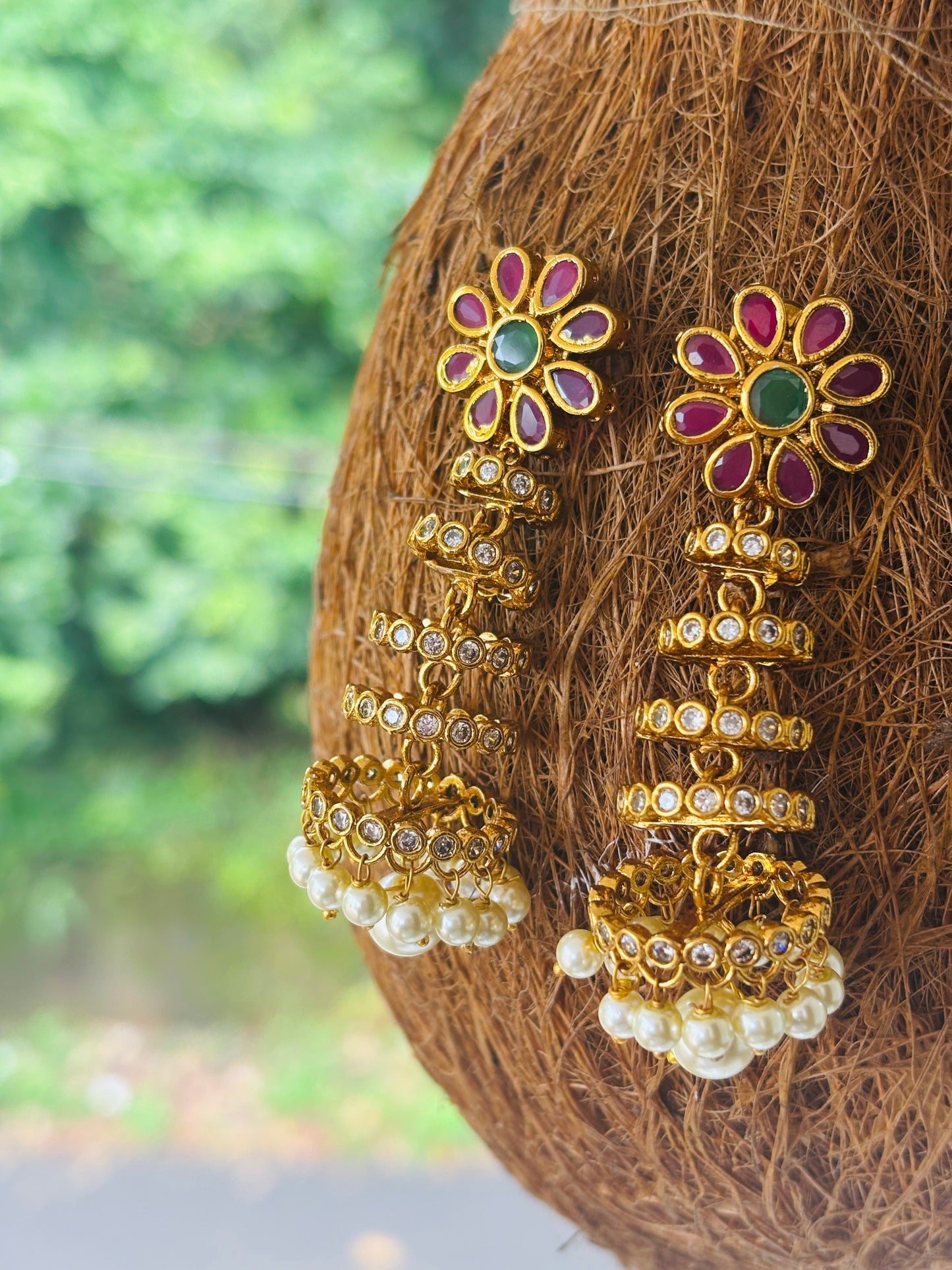 Tiered Jhumka Drop Earrings