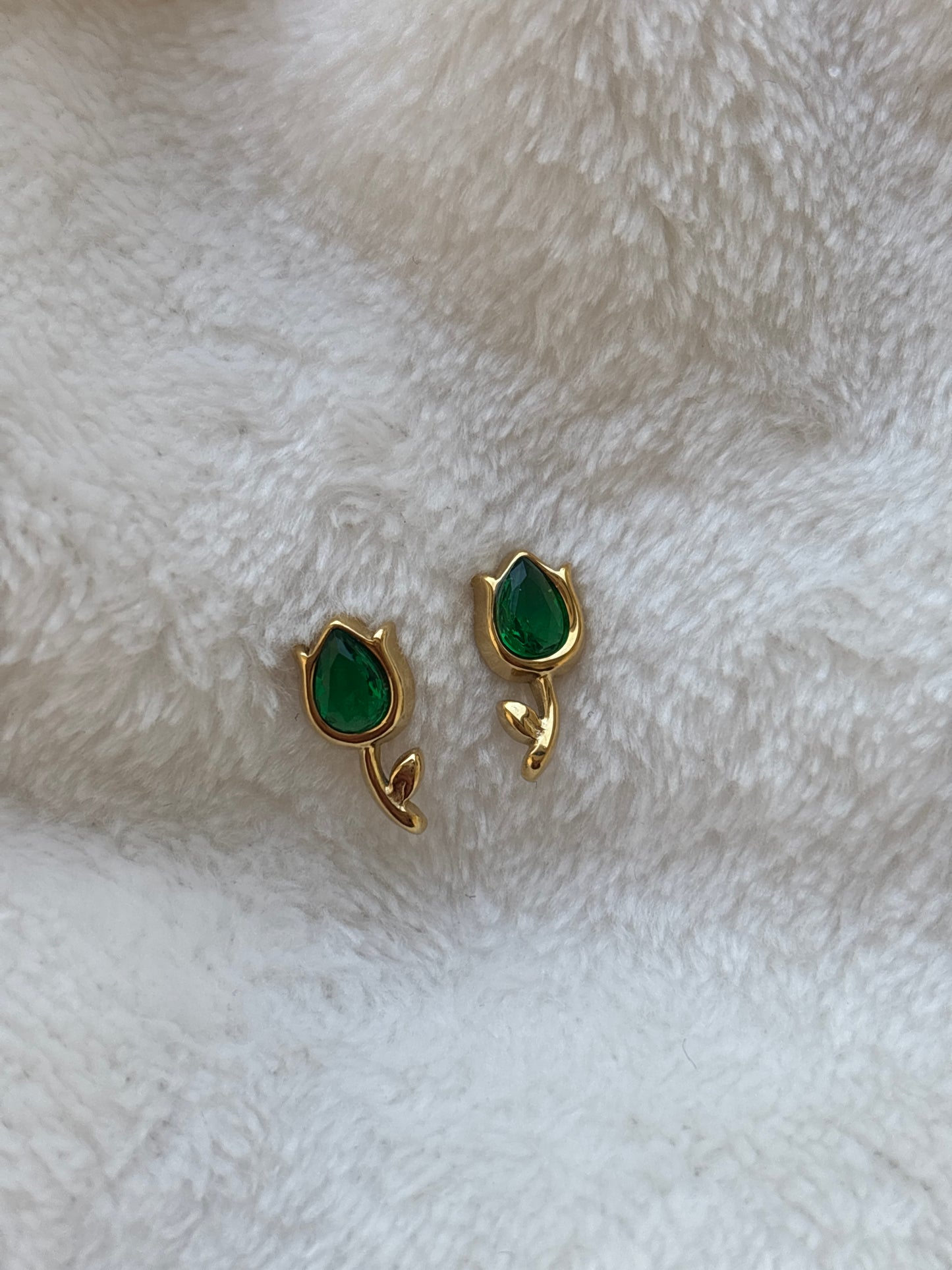 Emerald Tulip Stud Earrings