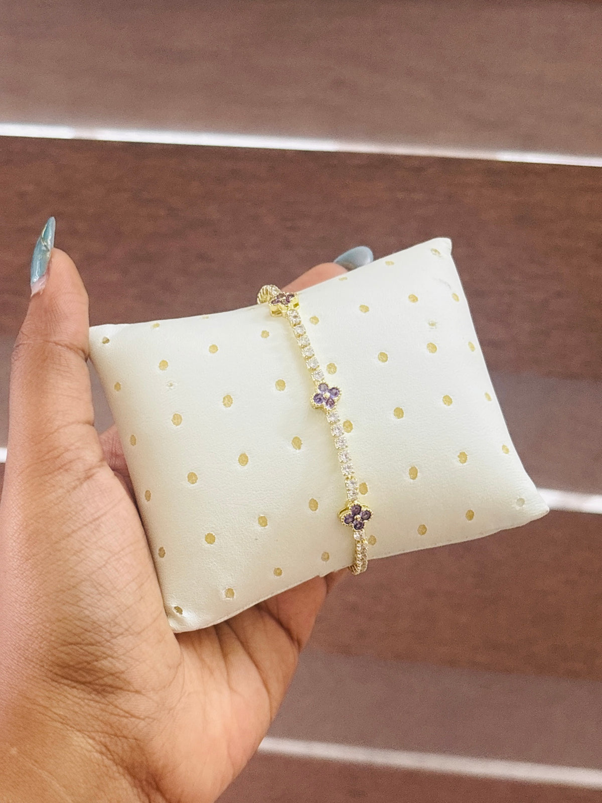 Purple Trio Clover Gold-Tone Bracelet