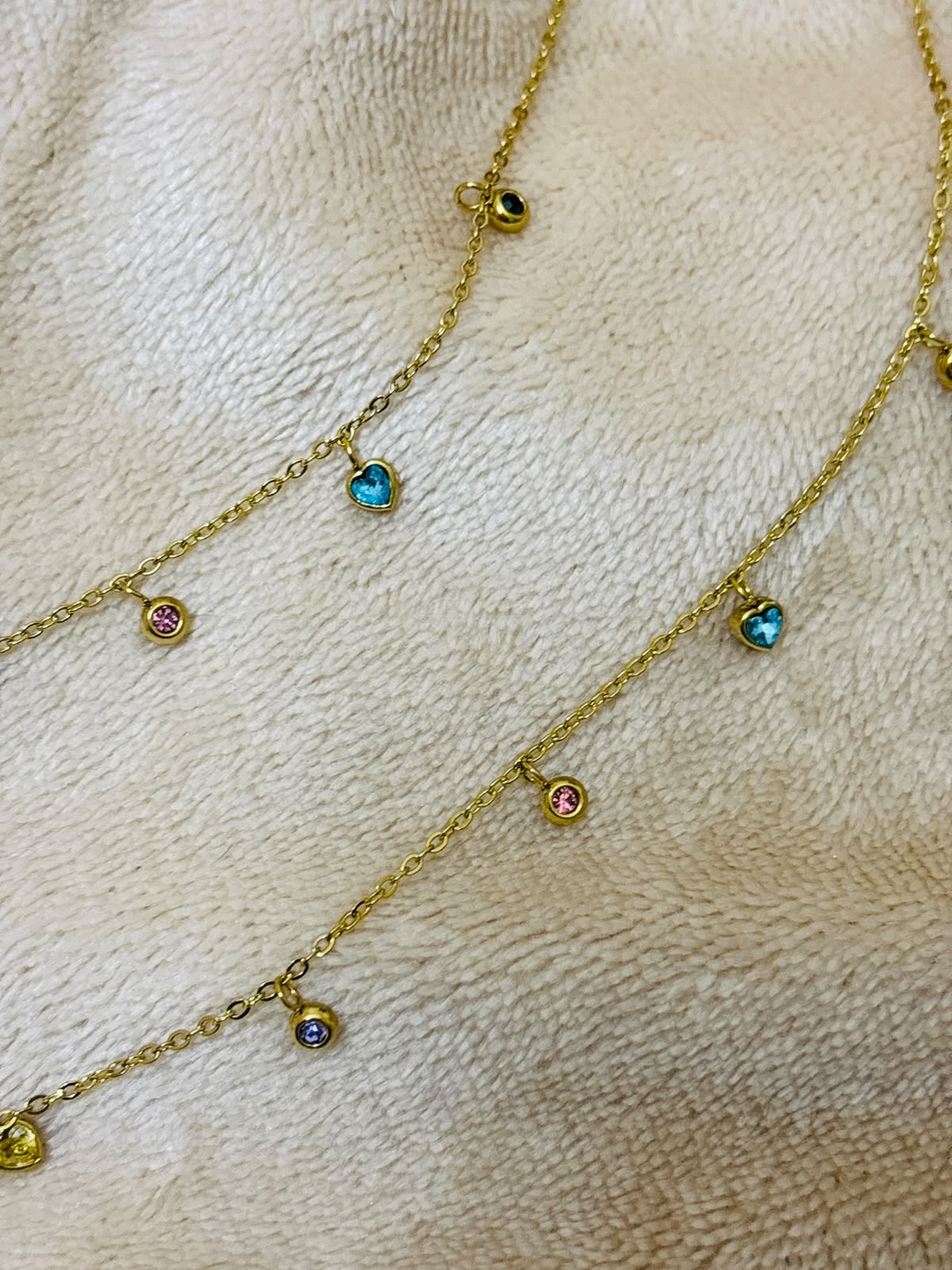 Aria Multicolour Heart Charm Anti-Tarnish Anklets