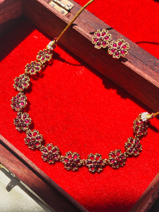 Floral Elegance Choker - Pink