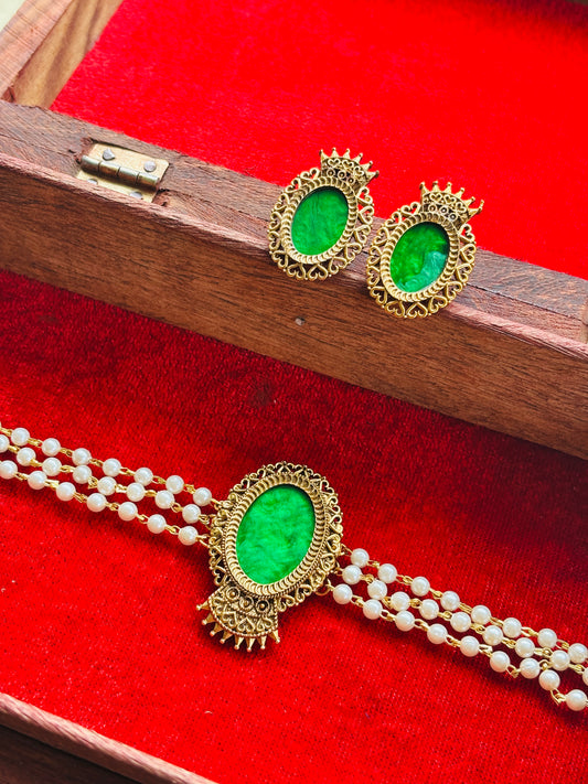 Emerald Green Filigree Choker