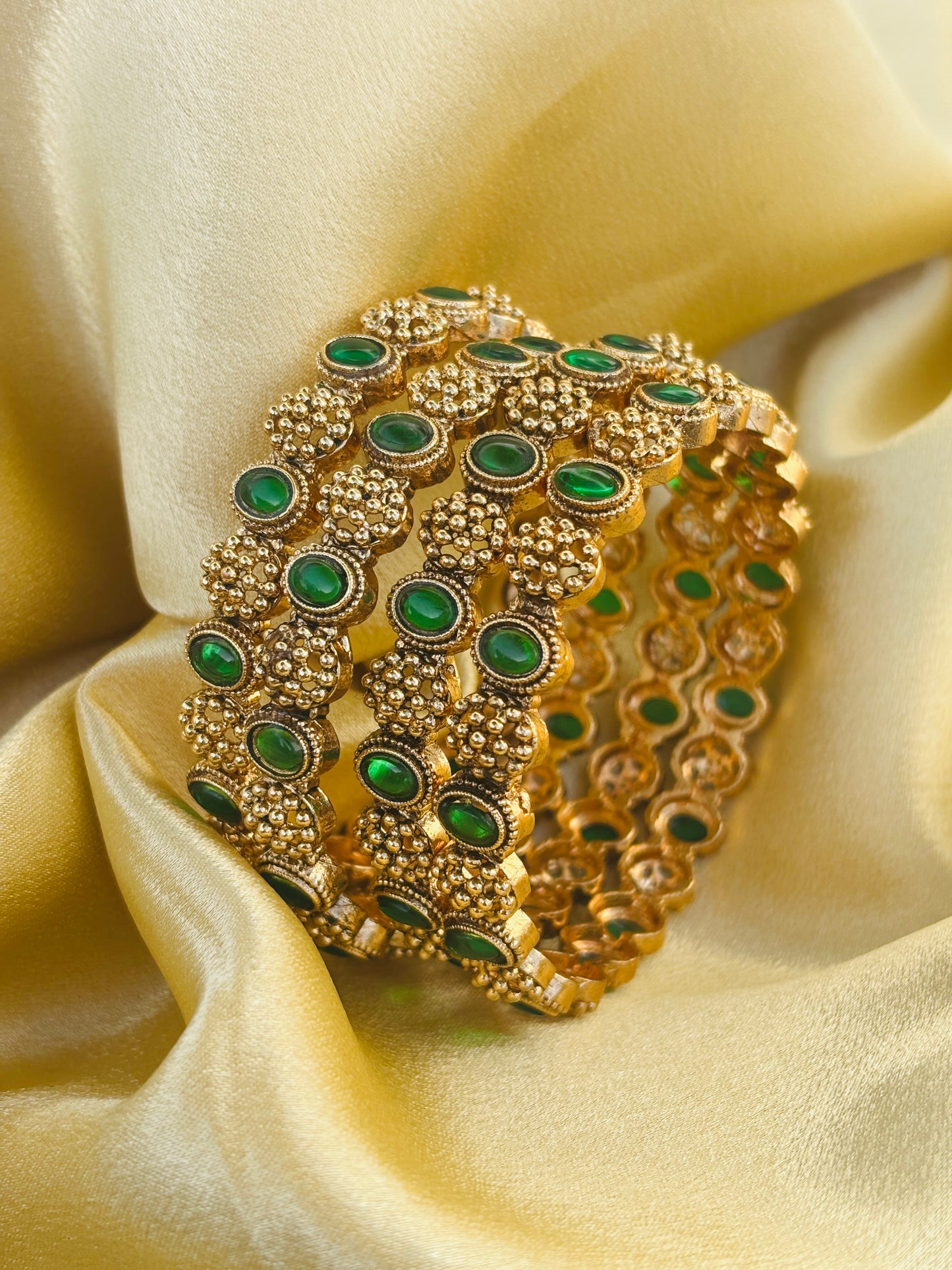 Emerald Granule Bangles