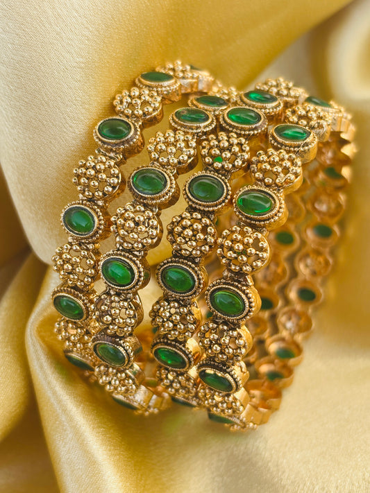 Emerald Granule Bangles