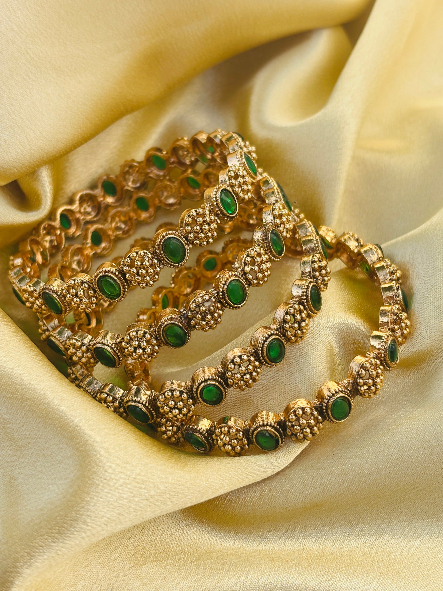 Emerald Granule Bangles