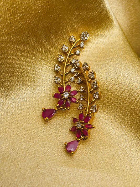 Ruby Floral Vine Ear Cuff