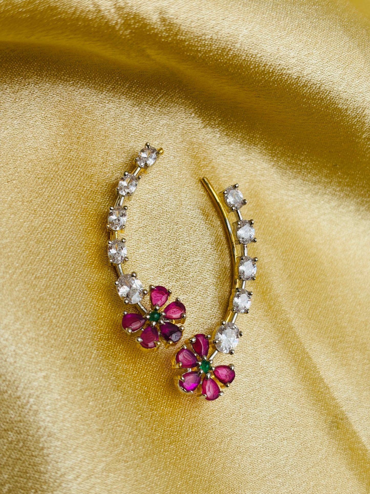 Ruby Floral CZ Ear Cuff