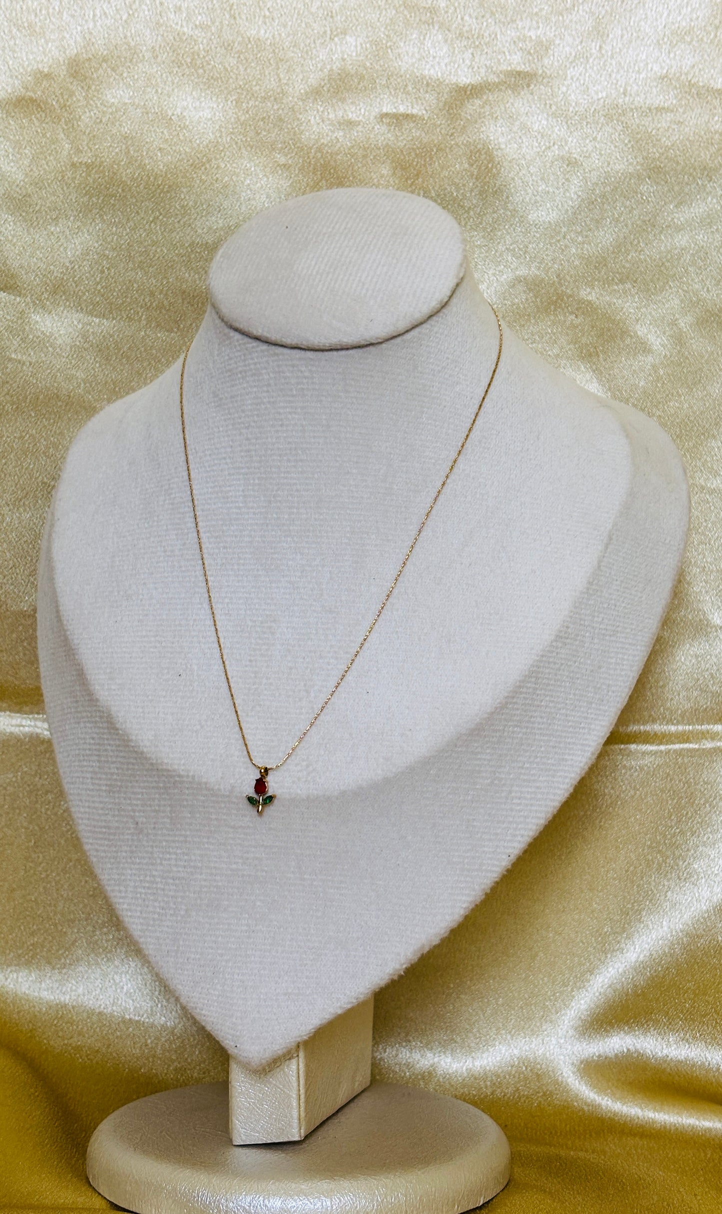 Red Rose Crystal Gold Necklace