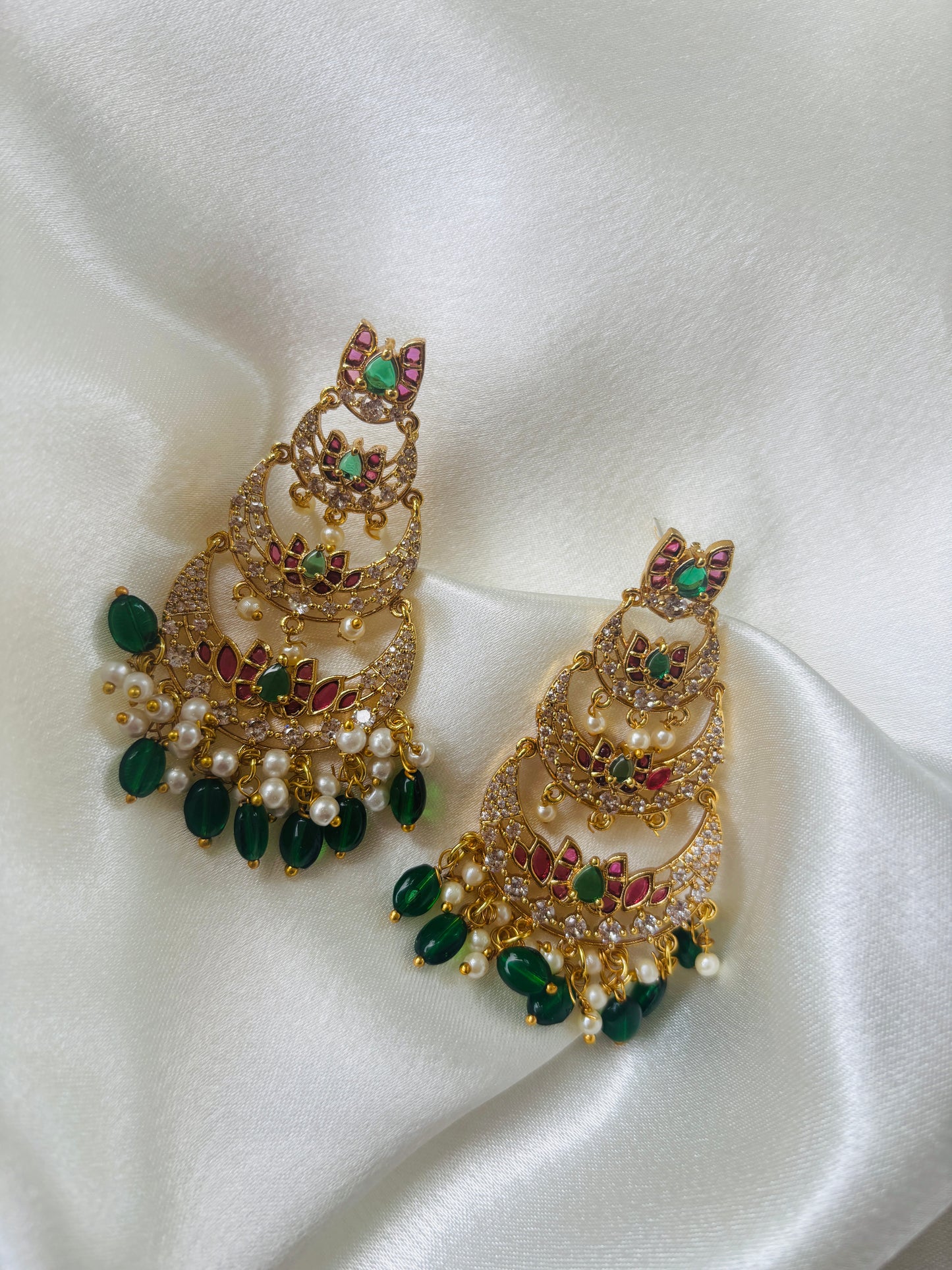 Tiered Lotus Chandbali Earrings