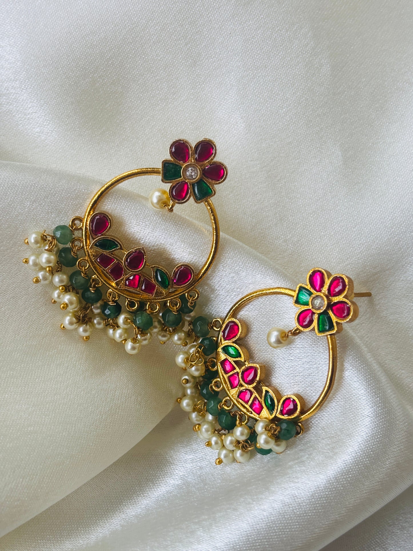 Gulbahar Kundan Hoop Earrings
