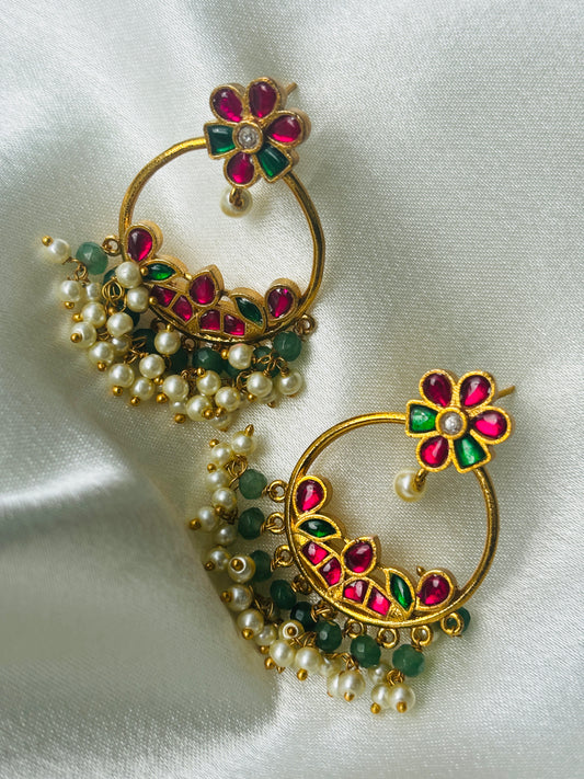 Gulbahar Kundan Hoop Earrings
