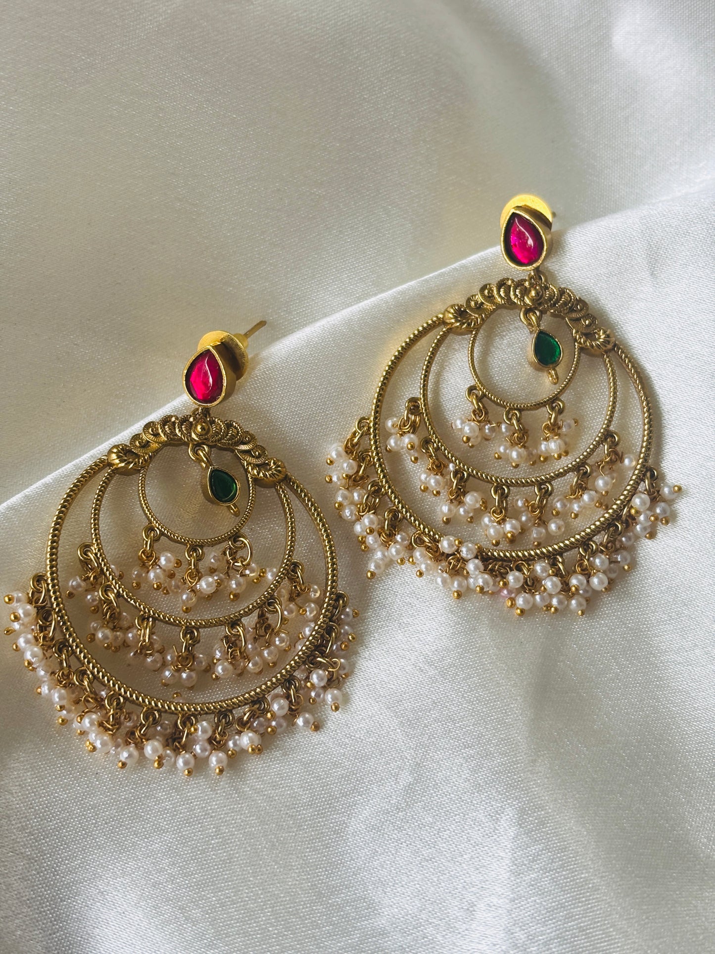 Multi-Hoop Seed Pearl Earrings