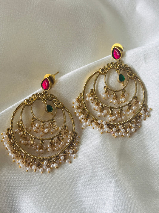Multi-Hoop Seed Pearl Earrings