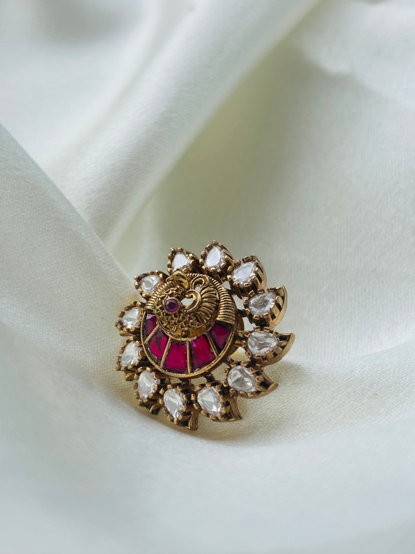 Polki Peacock Stud Earrings