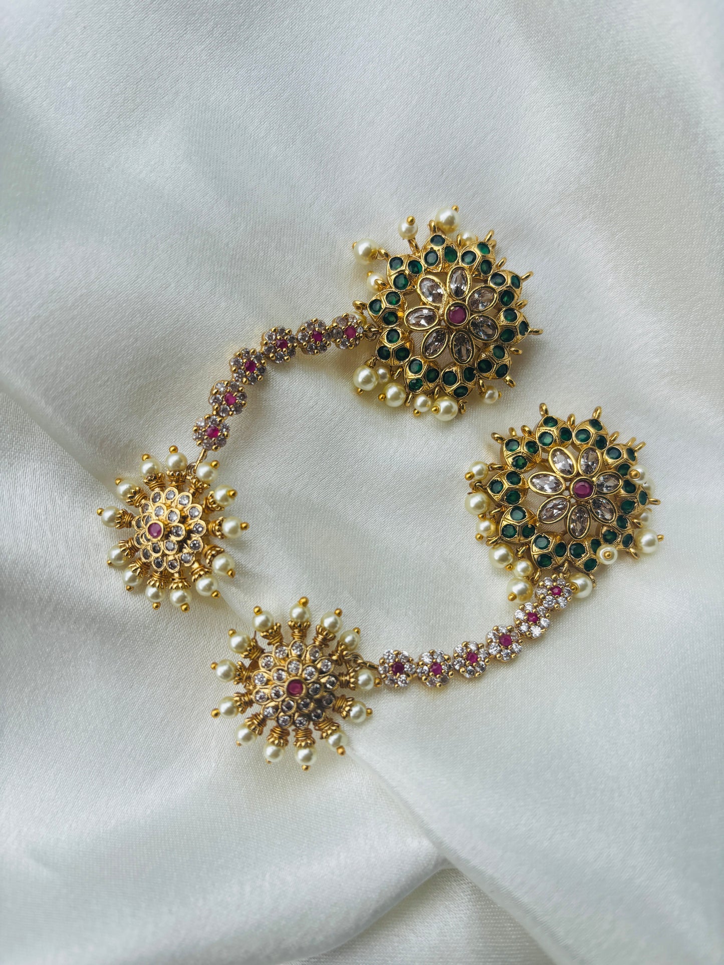 Floral Ear Cuff Connector Stud Earrings