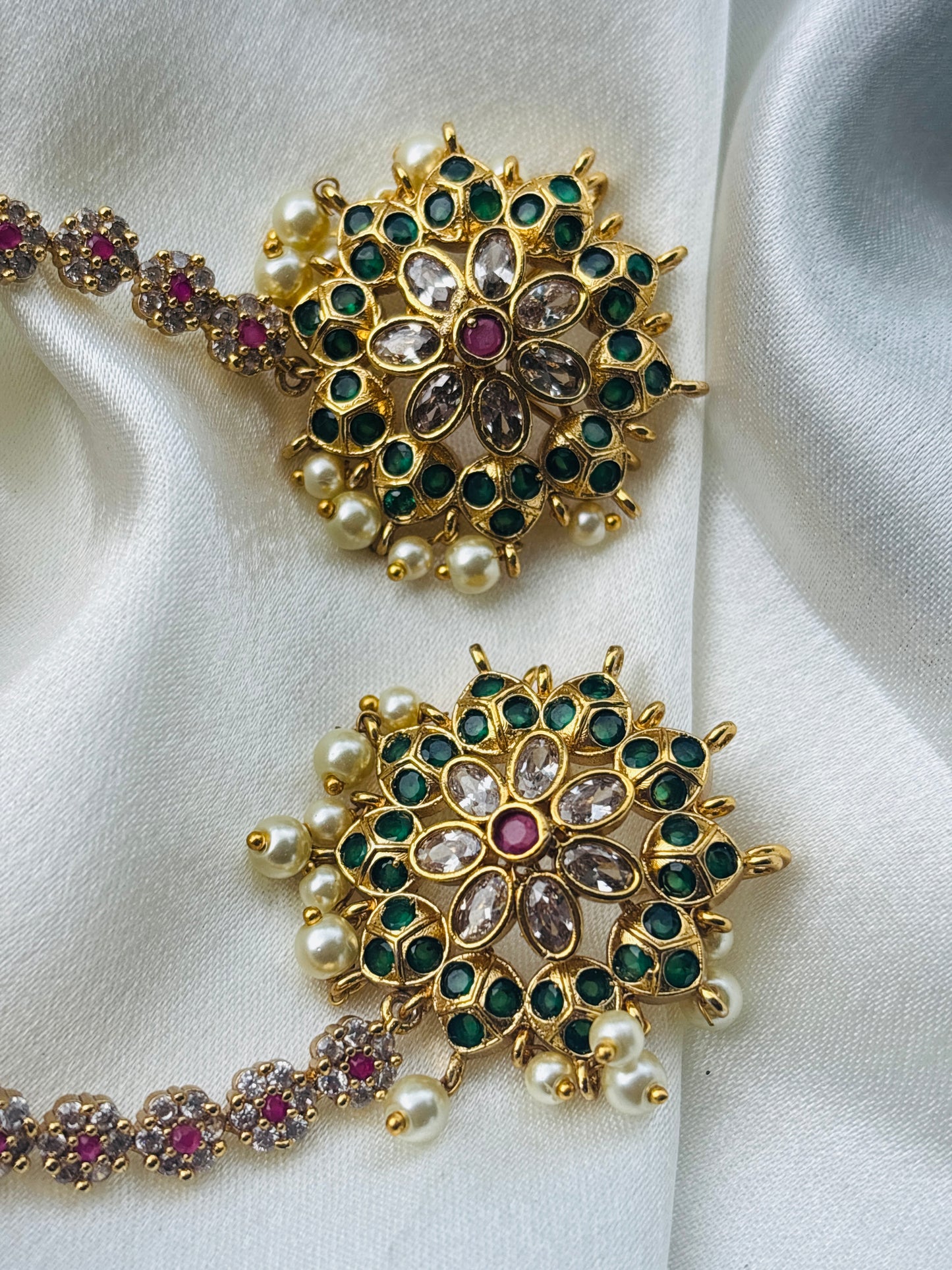 Floral Ear Cuff Connector Stud Earrings