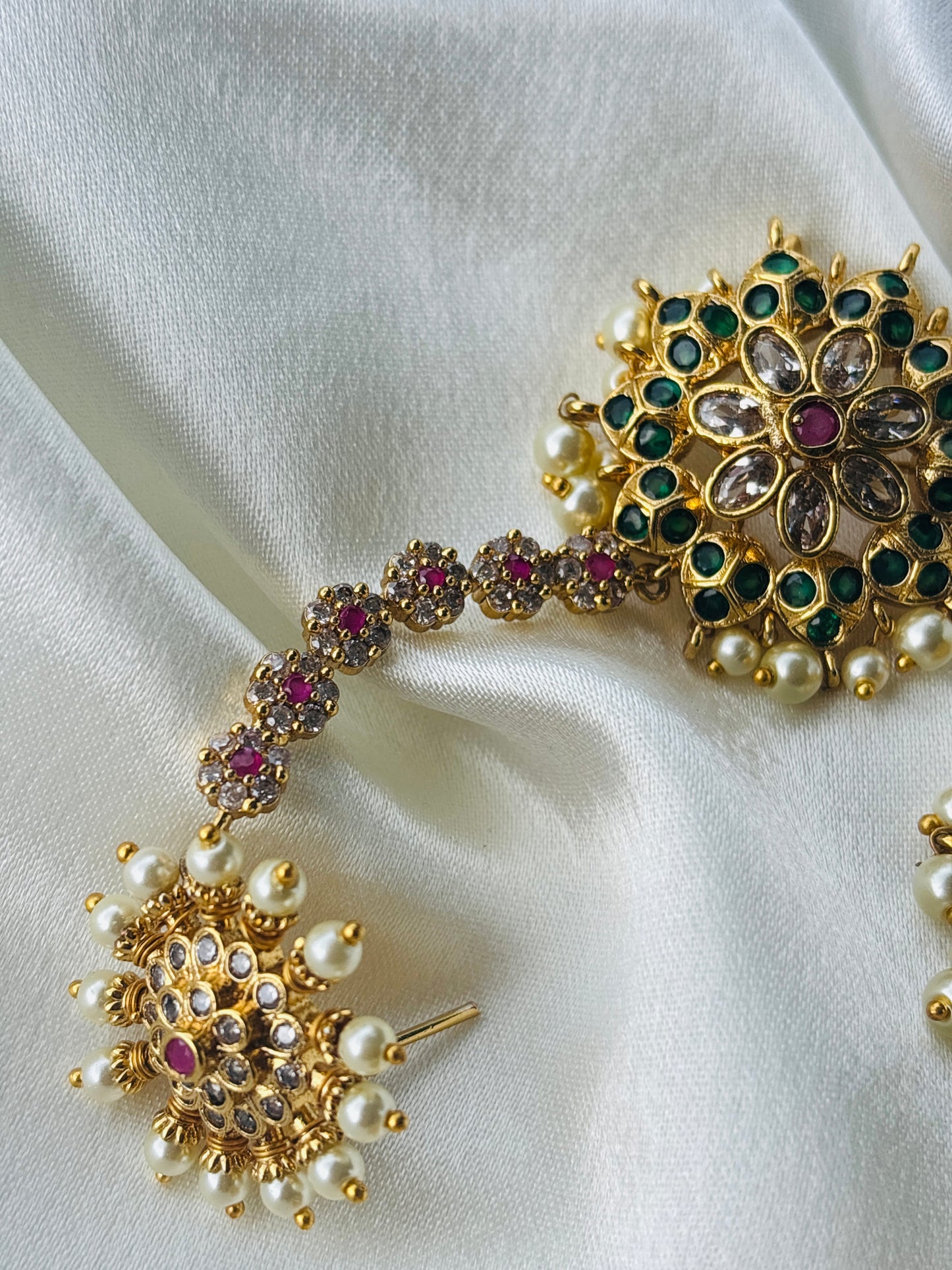 Floral Ear Cuff Connector Stud Earrings
