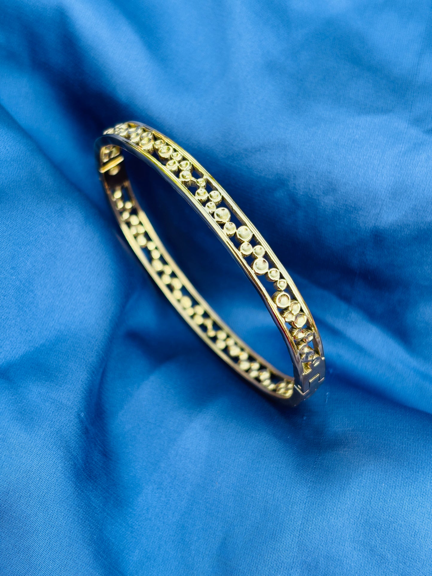 Bubble Dot Open-Work Gold Bangle
