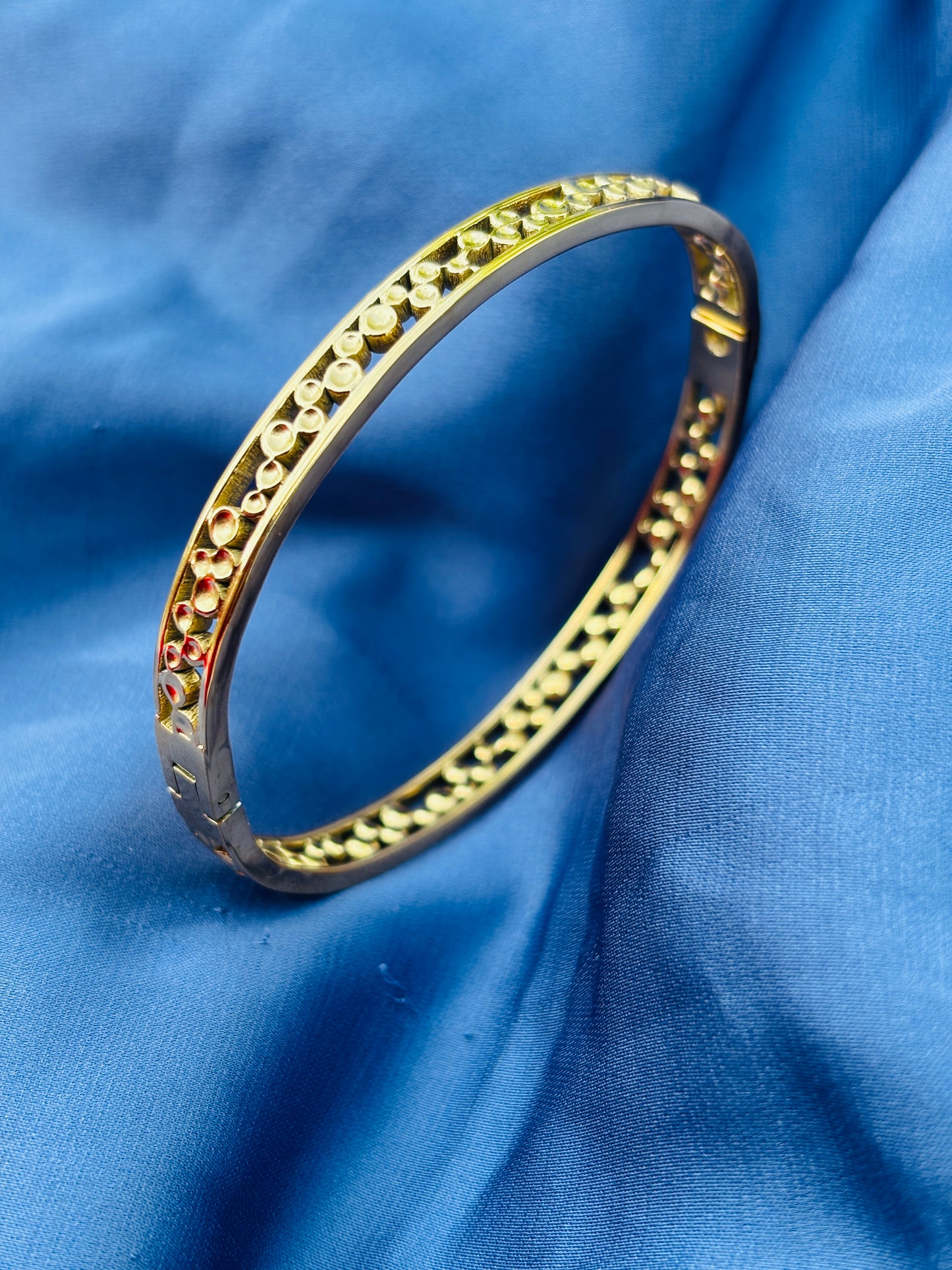 Bubble Dot Open-Work Gold Bangle