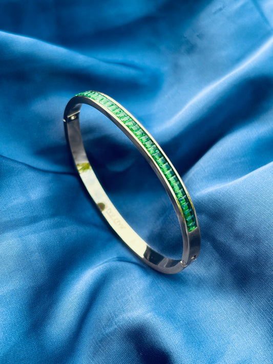 Emerald Baguette Channel Gold Bangle
