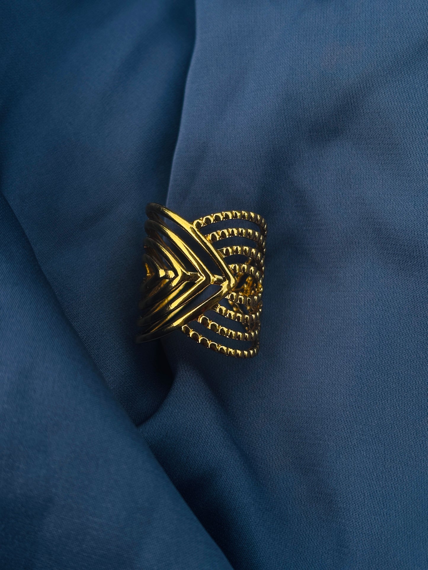 Chevron Shield Gold Statement Ring