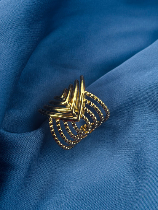 Chevron Shield Gold Statement Ring