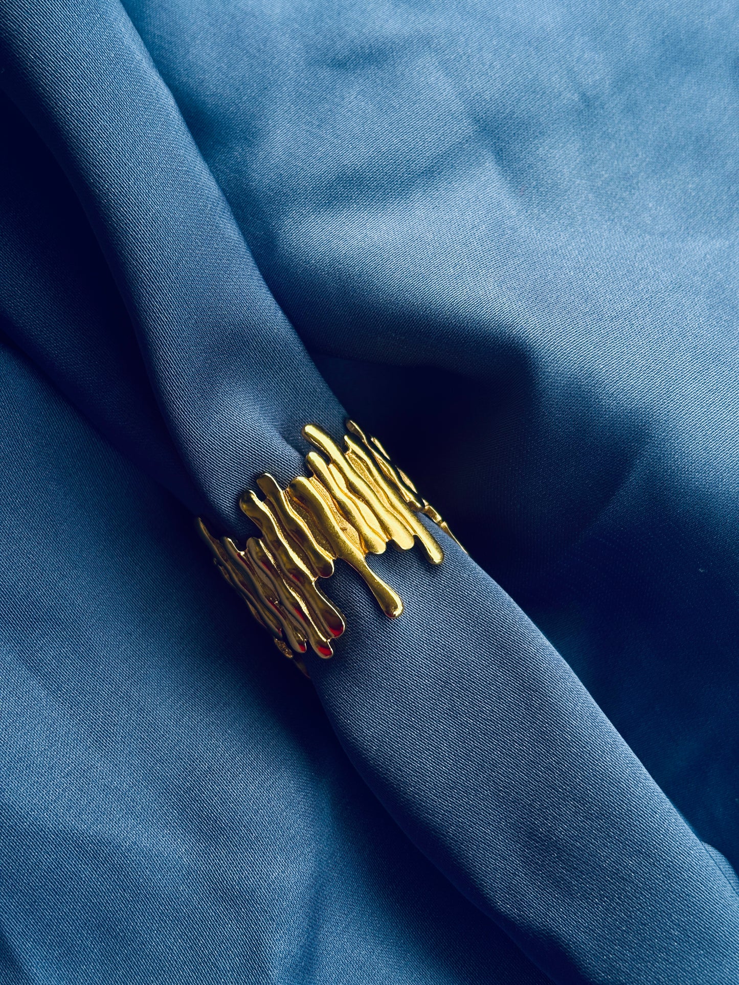 Molten Drip Gold Statement Ring