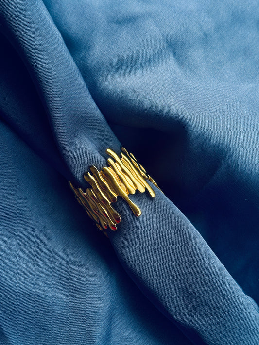 Molten Drip Gold Statement Ring