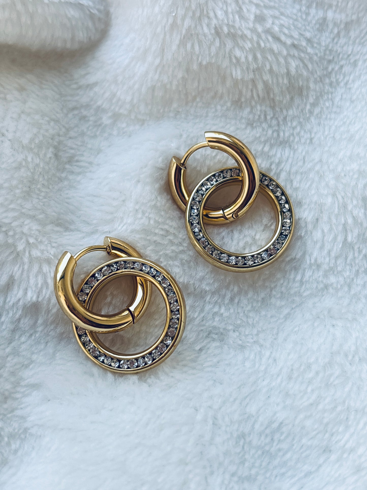 Double Hoop Crystal Earrings