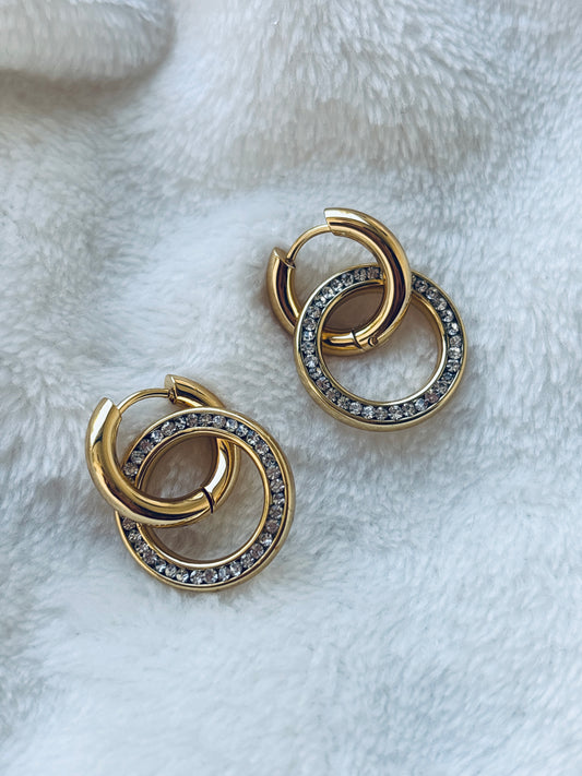 Double Hoop Crystal Earrings
