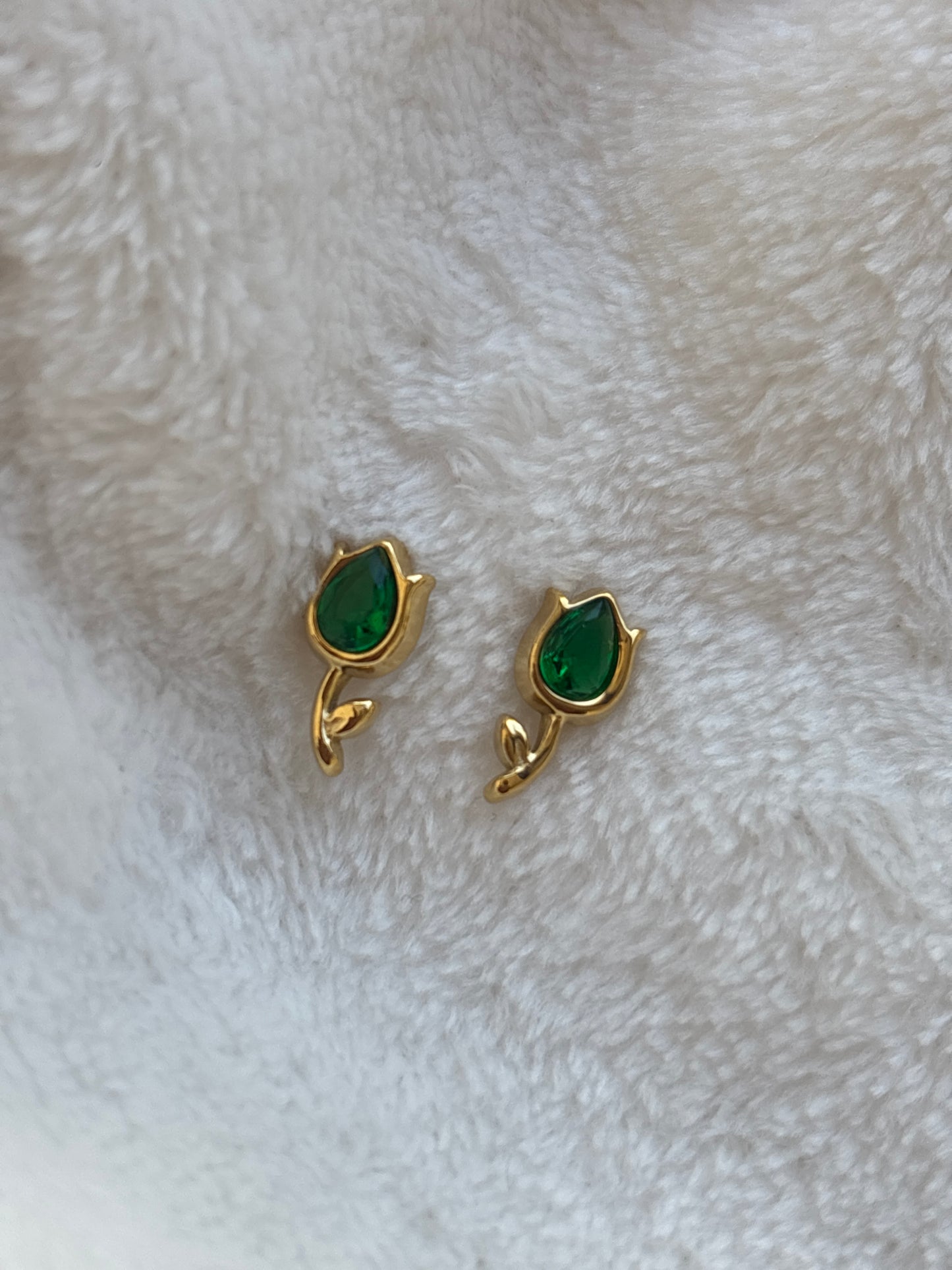 Emerald Tulip Stud Earrings