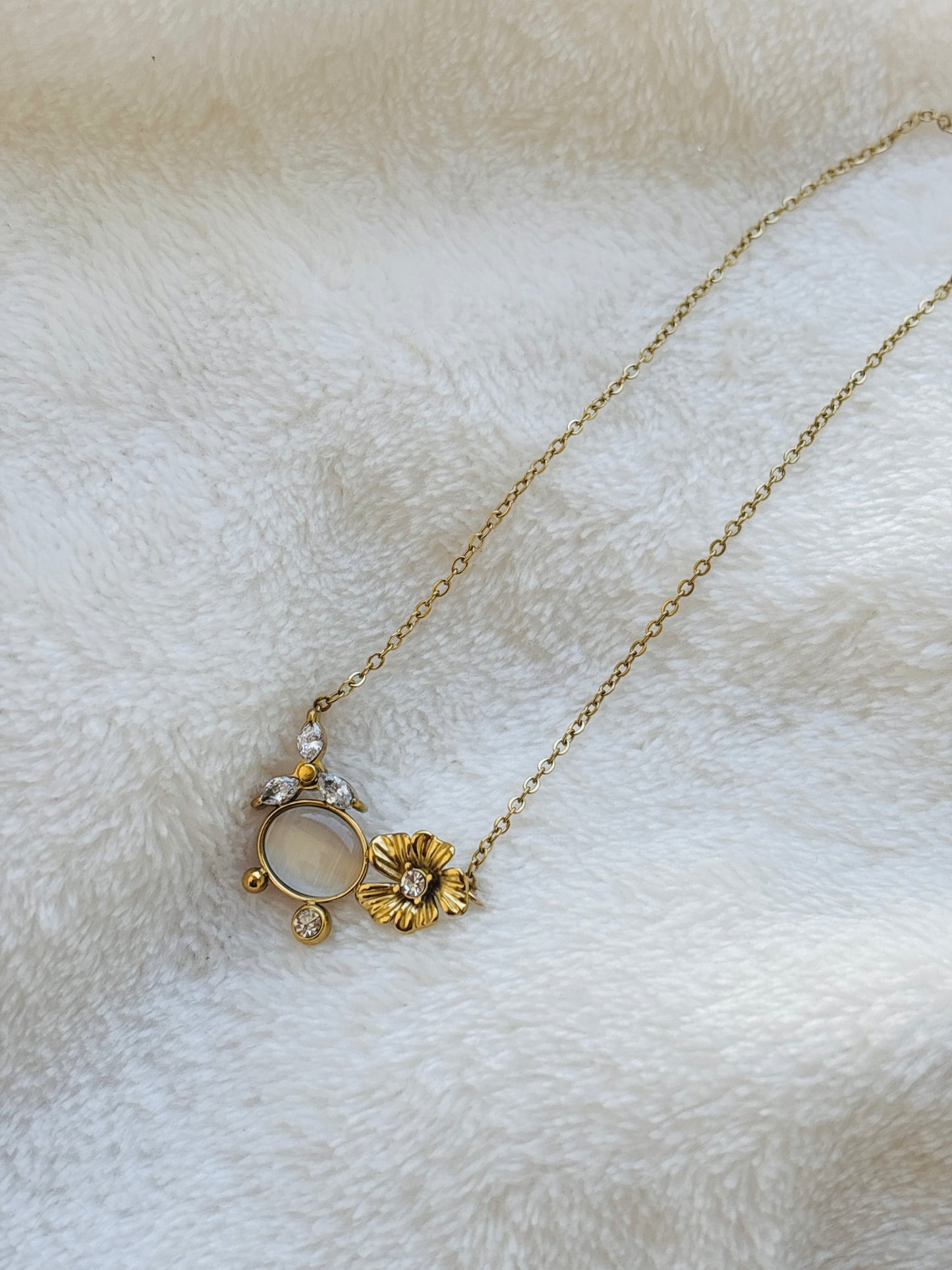Moonstone Floral Pendant Necklace
