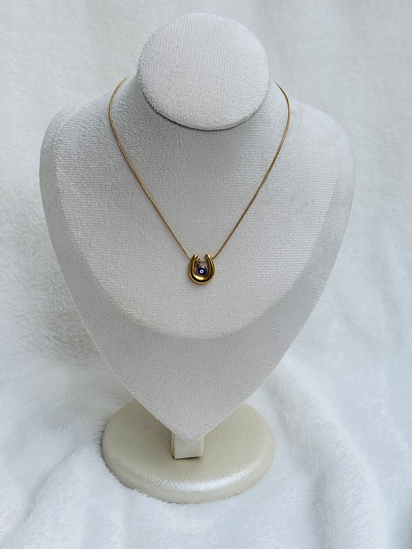 Horseshoe Evil Eye Pendant Chain