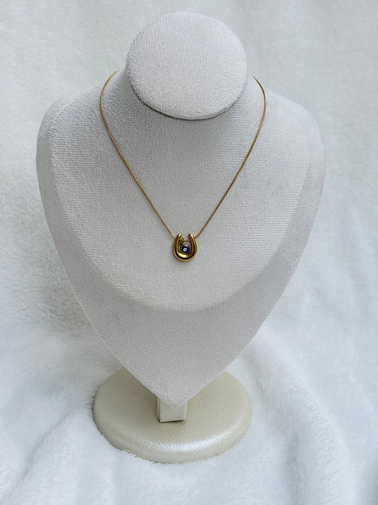 Horseshoe Evil Eye Pendant Chain