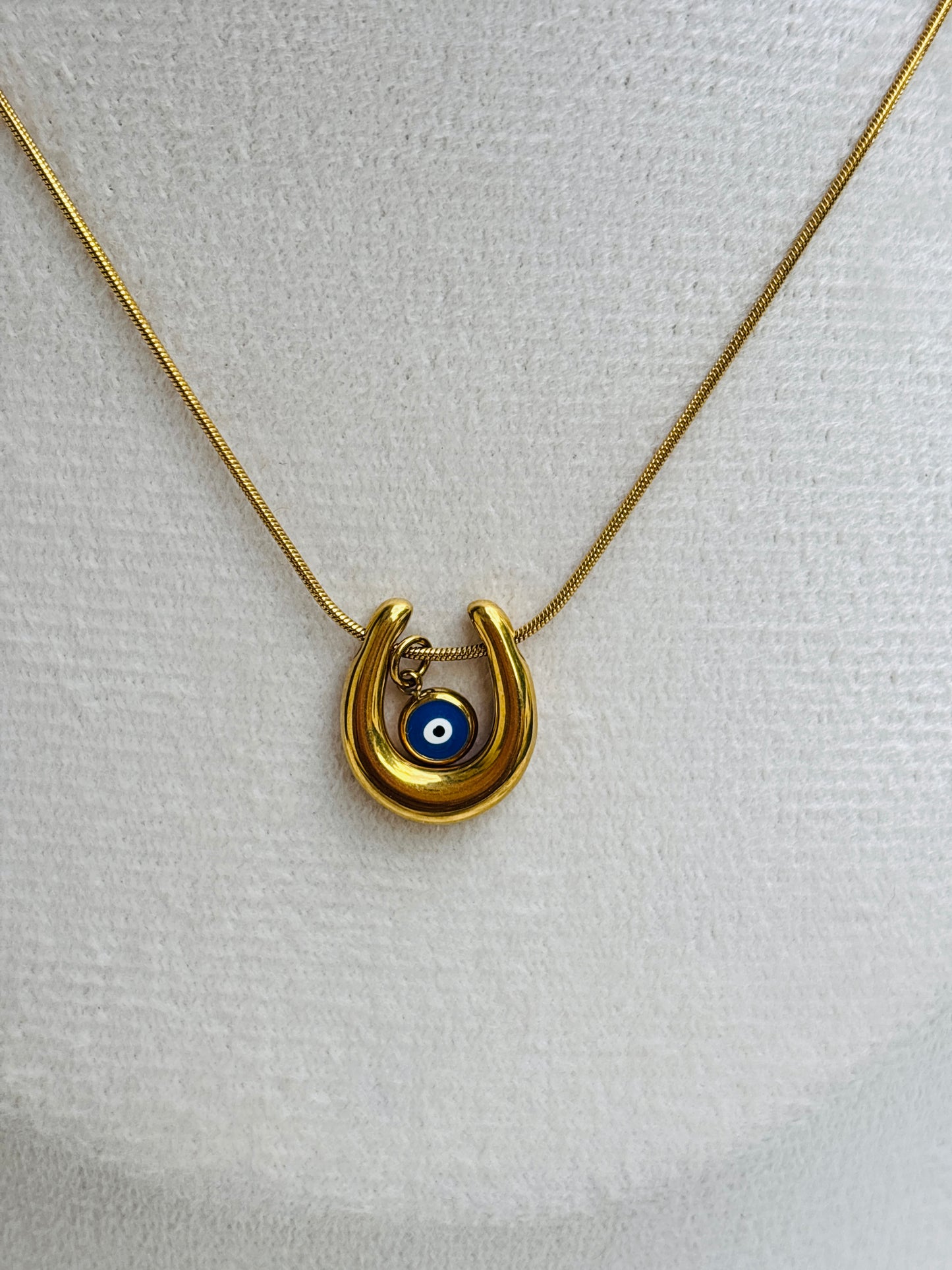 Horseshoe Evil Eye Pendant Chain