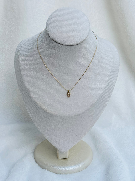 Pave Hamsa Hand Pendant Chain Necklace