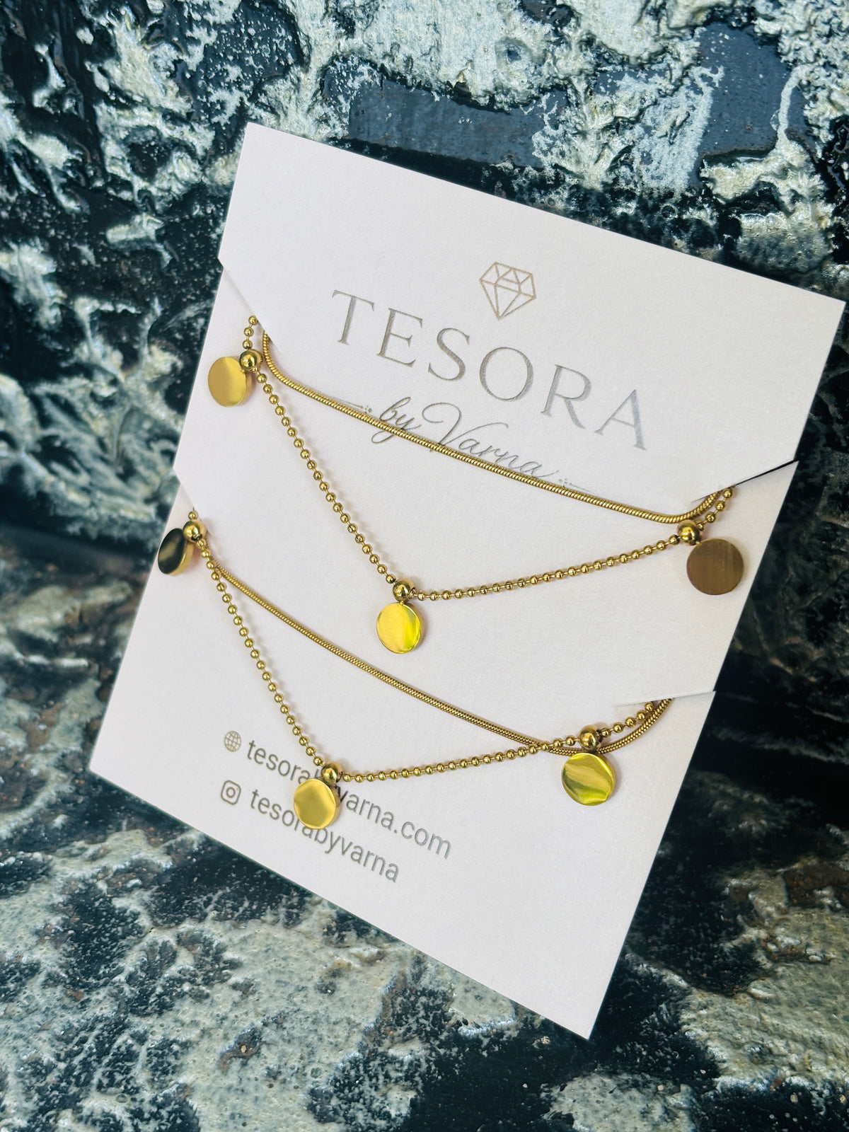 Liora Layered Disc Anti-Tarnish Anklets