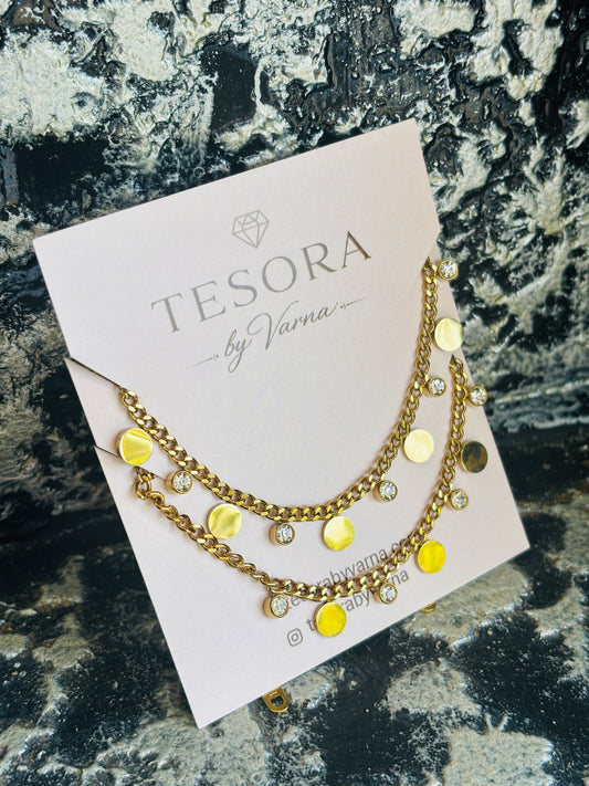 Solara Disc Charm Anti-Tarnish Anklets