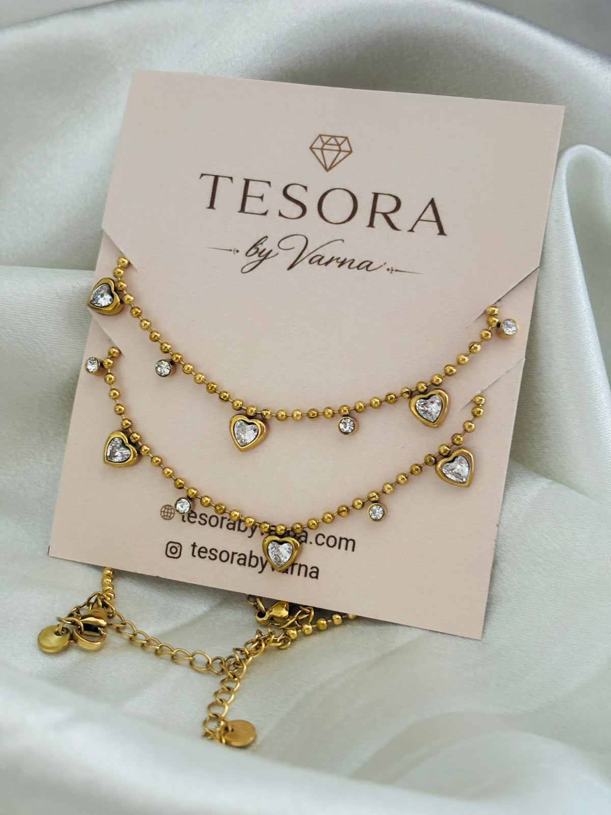 Amorette Heart Charm Anti-Tarnish Anklets