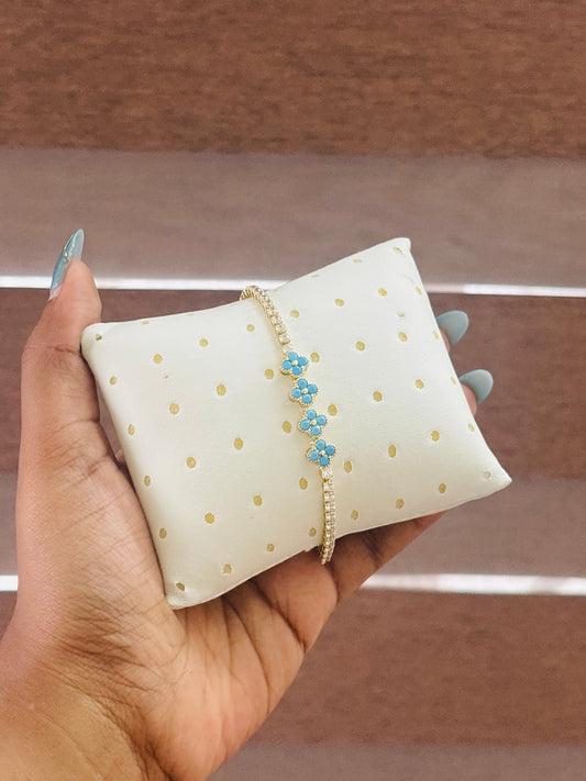 Blue Clover Gold-Tone Bracelet