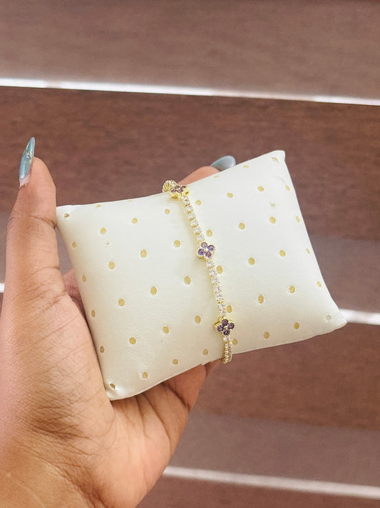 Purple Trio Clover Gold-Tone Bracelet