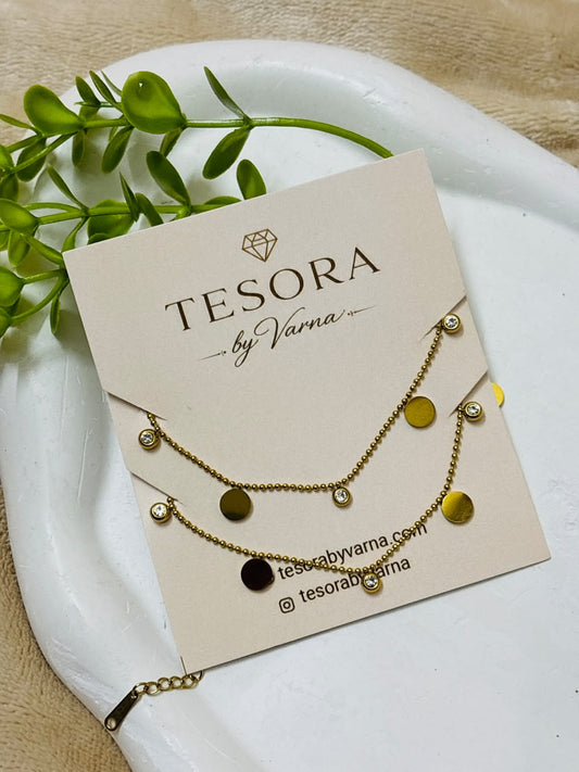 Soleia Beaded Disc Anti-Tarnish Anklets