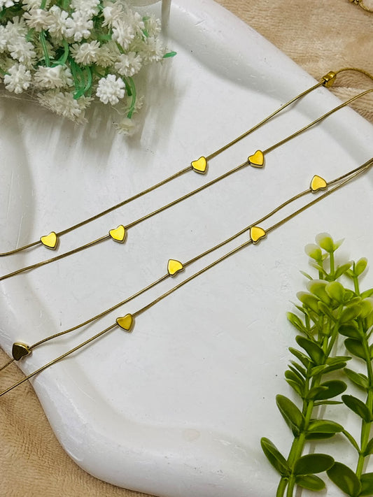 Coralie Double Layer Heart Anti-Tarnish Anklets